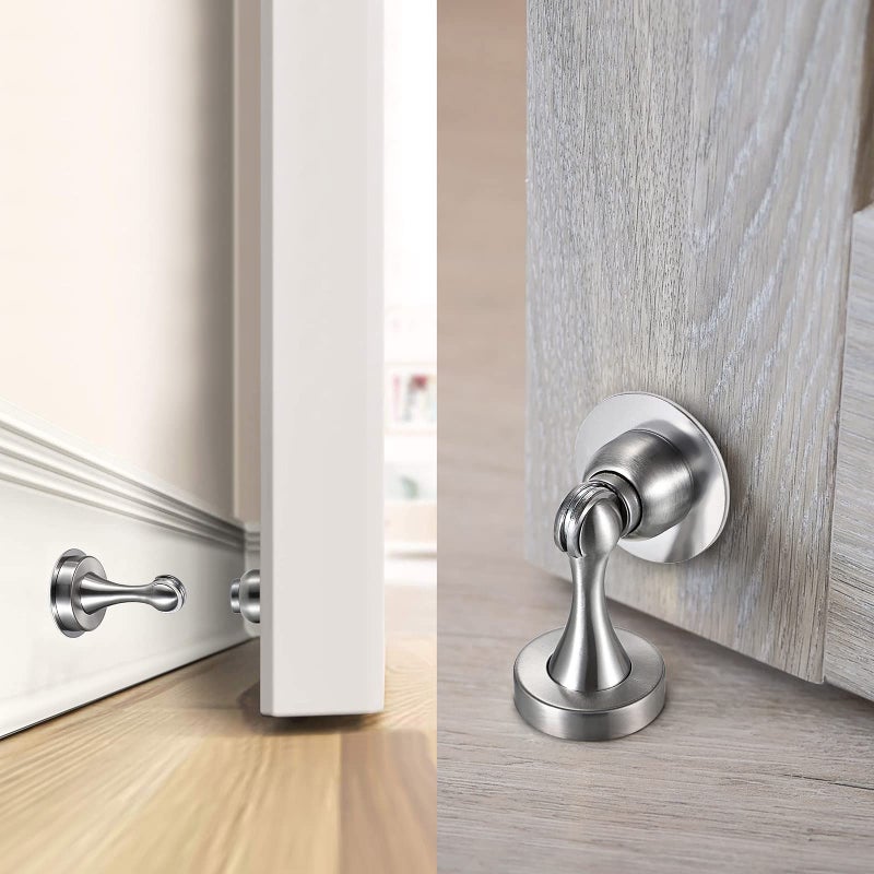 Sumnacon Magnetic Door Stopper, Heavy Duty Stainless Steel Door Stop Holder Come with 3M Double-Sided Adhesive Tape & Hardware Screws,Install with Adhesive Tape Or Screws On Floor Wall (Silver) - Image 3